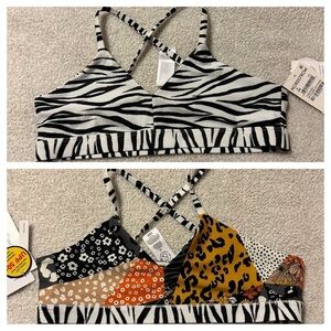 Treasure & Bond Girl’s Reversible Zebra Patchwork Bikini Top